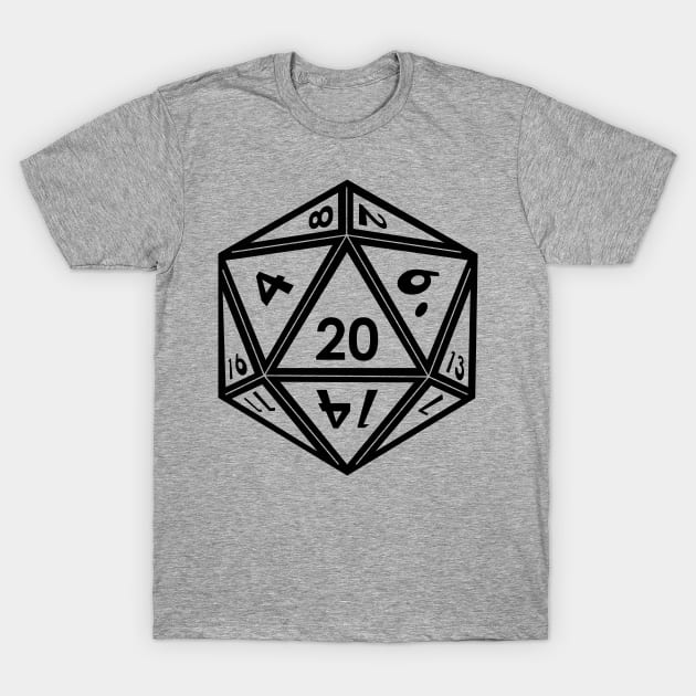 Transparent D20 Dice (Black Outline) Full Size T-Shirt by Stupid Coffee Designs